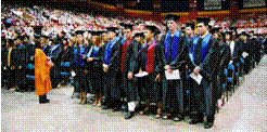 Graduates after procession