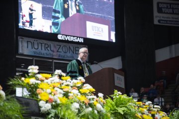 President Todd Pfannestiel speaks to the 2024 Undergraduate class.