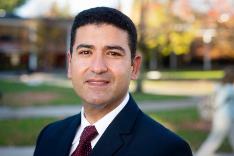 Ahmed Radwan stands on campus.